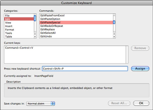 keyboard shortcuts word 2011 for mac miror